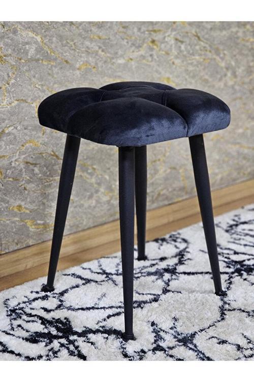 Kare Siyah Boyalı Konik Ayaklı Tabure - Oturak - Bar Taburesi - Ayaklı Tabure Füme Renk 48 x 33 Boyut/Ebat