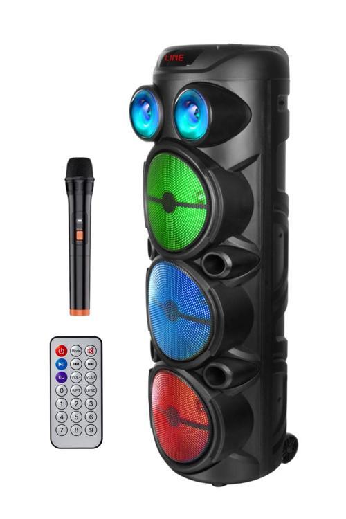 Hepu HP-974 Partybox Hoparlör 20W Güç 3 x 8 Woofer RGB Işık Efektleri Kablosuz Mikrofonlu