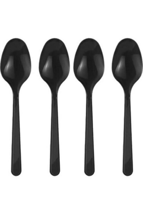 Plastik Kaşık Siyah 25 Kişilik Doğum Günü Parti Kaşık 25 Adet