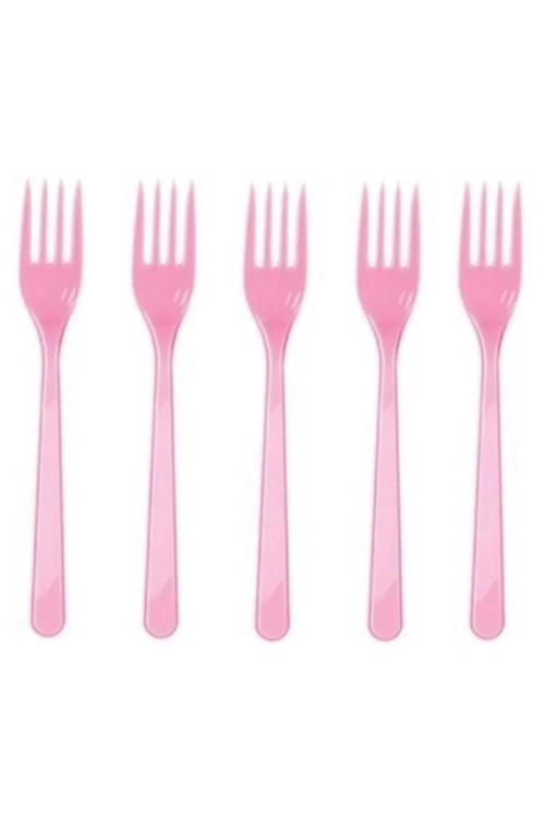 Plastik Çatal Pembe 25 Kişilik Doğum Günü Parti Çatal 25 Adet