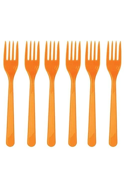 Plastik Çatal Turuncu 25 Kişilik Doğum Günü Parti Çatal 25 Adet