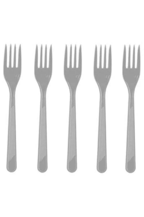 Plastik Çatal 25 Kişilik Doğum Günü Parti Gri Çatal 25 Adet