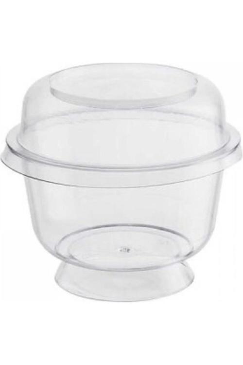 Ayaklı Tatlı Ve Sunum Kasesi Kapak 200 Ml 10 Adet Magnolya Kasesi