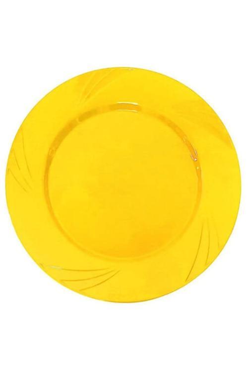 Kristal Yuvarlak Mika Tabak 6 Lı 23 Cm Mika Tabak Sarı