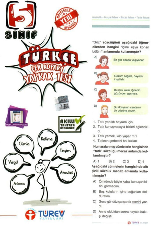 5. Sınıf Türkçe Çek Kopart Yaprak Test