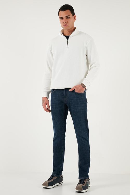 Pamuklu Slim Fit Yüksek Bel Dar Paça Jeans Erkek Kot Pantolon 3300C41TOKYO LACİVERT