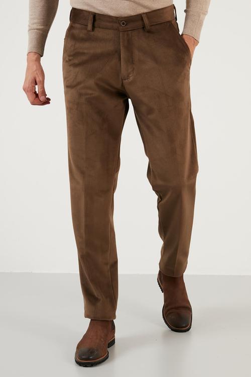 Normal Bel Regular Fit Düz Paça Erkek Kadife Pantolon 645MERLIN CAMEL