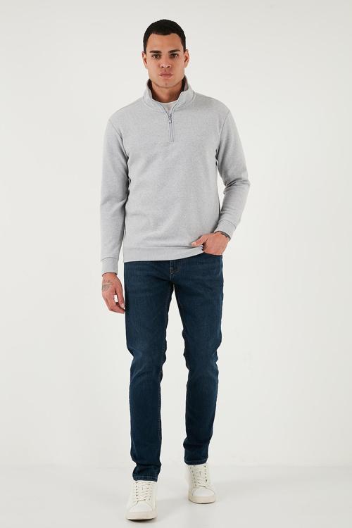 Pamuklu Slim Fit Yüksek Bel Dar Paça Jeans Erkek Kot Pantolon 3300C28TOKYO LACİVERT