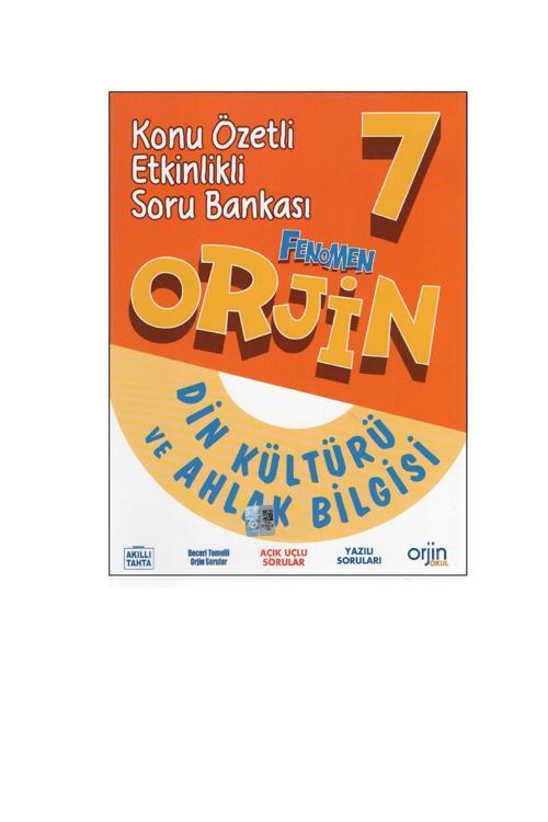 Orjin 7. Sınıf Din Kültürü ve Ahlak Bilgisi Konu Özetli Soru Bankası