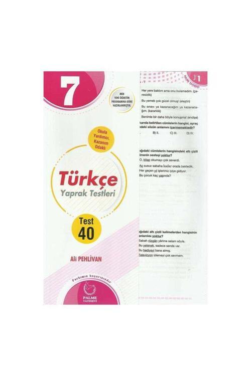 Palme Yaprak Test 7.sınıf Türkçe