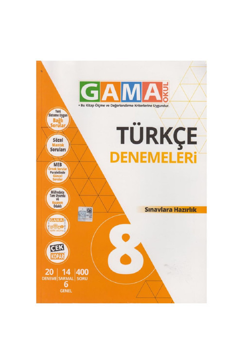 Gama Okul Yayınları 8. Sınıf Lgs Türkçe Denemeleri