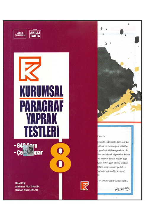 KURMAY 8 SINIF KURUMSAL PARAGRAF YAPRAK TEST