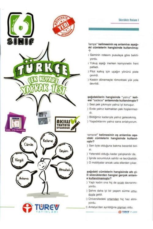 6. Sınıf Türkçe Çek Kopart Yaprak Test