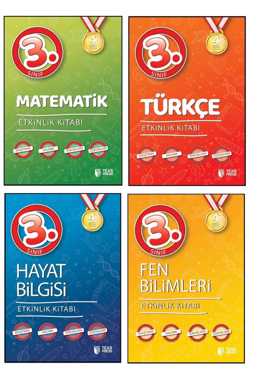 Teas Press 3. Sınıf Matematik+türkçe+hayat Bilgisi+fen Etkinlik Kitabı 4 Kitap