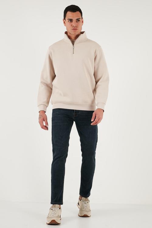 Streç Pamuklu Slim Fit Normal Bel Dar Paça Jeans Erkek Kot Pantolon 1124C45NAPOLI MAVİ