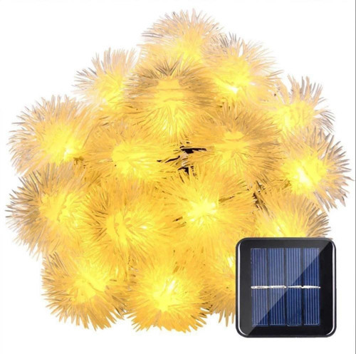 GÜNEŞ ENERJİLİ 7 M 50 LED SARI RENKLİ KAR TANESİ SOLAR BAHÇE AYDINLATMASI LED LAMBA