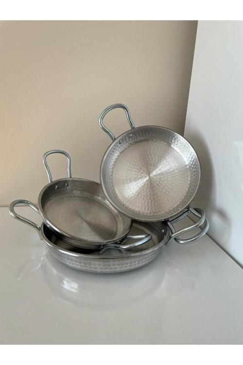 Aliminyum Tava Seti Sahan Seti Bakır Görünümlü Tava Seti 18+20+22 Cm