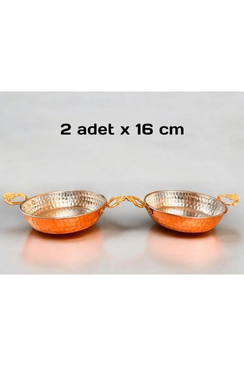 2 Adet Yumurta Menemen Bakır Tava Çekiç Dövme 16 Cm