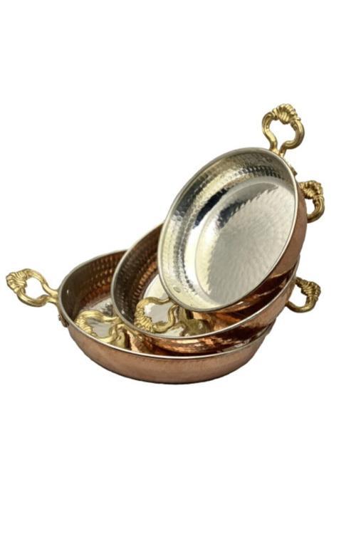Batcaz- 3'Lü Set Bakır Sahan Omlet,Kuymak ,Yumurta Tavası (14Cm-16Cm-18Cm)