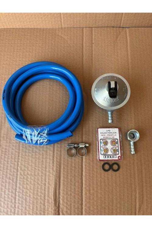 Metal Dedantör 5 Li Set Lpg Enjektör Hortum 2Metre + 2 Kelepçe + Pipo + 2 Siyah Conta