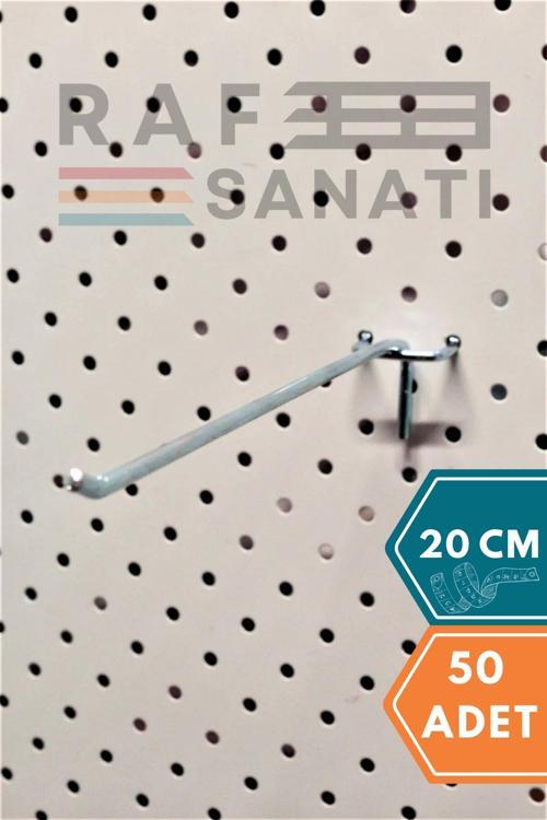 50 Adet Fon Kancası Delikli Pano Kancası 20 cm - Askı Kanca Raf Askısı Raf Aksesuar Tel Askı Raf Kancası