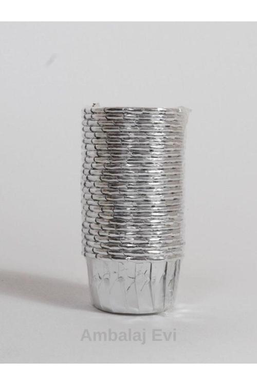 Gri Parlak Gümüş Rengi Muffin Cupcake Kalıbı Kek Kapsülü 25 Adet