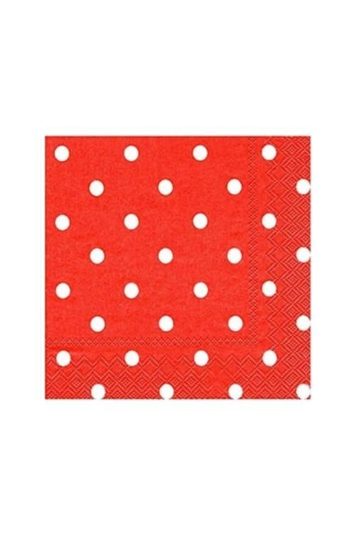 Kırmızı Puantiyeli Desenli Peçete 33X33 20 Adet Puantiye Peçete
