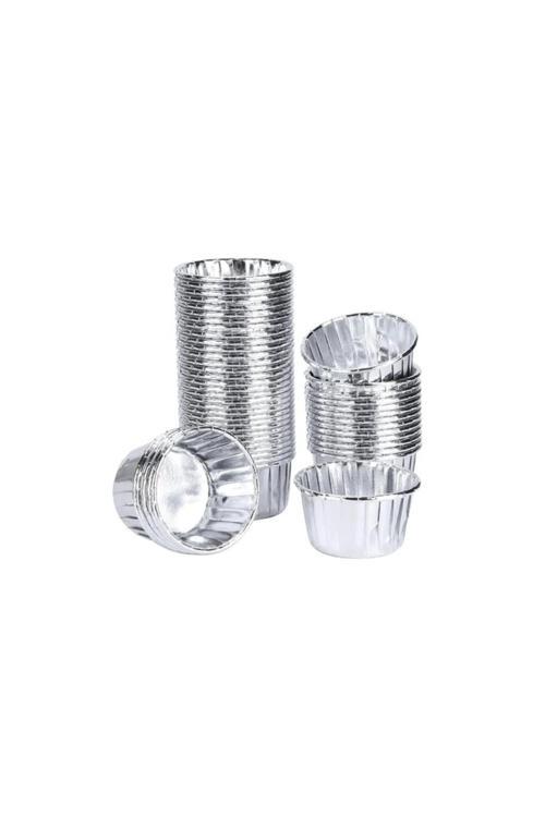 Gümüş Muffin Kabı Metalik Cupcake Muffin Cupcake Kağıdı 25 Adet Muffin Ve Sufle Pişirme Kapsülü