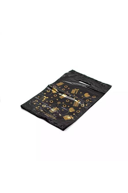 Siyah Poşet 100'Lü Poşet 20X30 Cm El Geçme Baskılı Poşet No:0