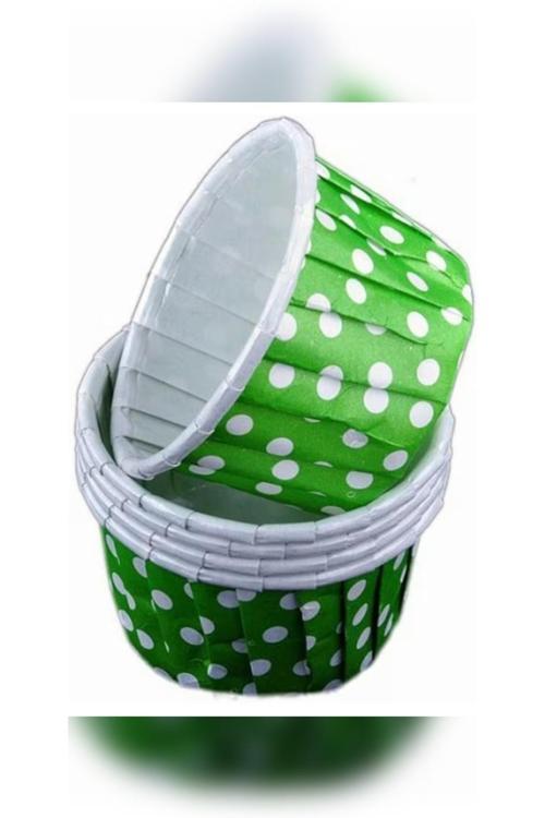 Puantiyeli Yeşil Muffin Kabı Muffin Cupcake Kağıdı 25 Adet Cupcake Sufle Pişirme Kapsülü