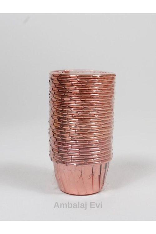 Rose Gold Parlak Pembe Muffin Cupcake Kalıbı Kek Kapsülü 25 Adet