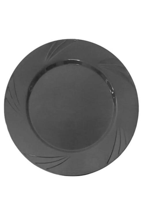 Mika Lüks Plastik Tabak Siyah Mika Tabak 23 Cm 6 Adet