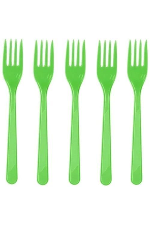 Plastik Çatal Yeşil 25 Kişilik Doğum Günü Parti Çatal 25 Adet