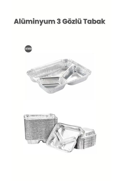 Alüminyum 3 Gözlü Tabak 100 Adet