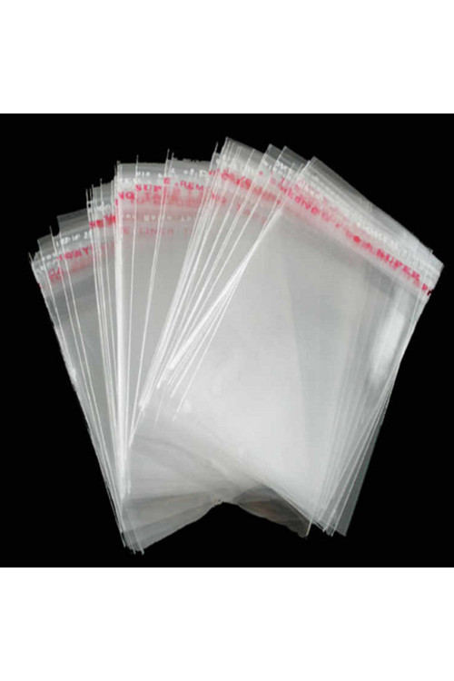 Şeffaf Bantlı Jelatin Yapışkanlı Poşet Şeffaf Bantlı Opp 8X15 Cm 100 Adet