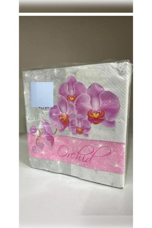 Orkide Desenli Renkli Peçete 33X33 20 Adet Orkide Peçete