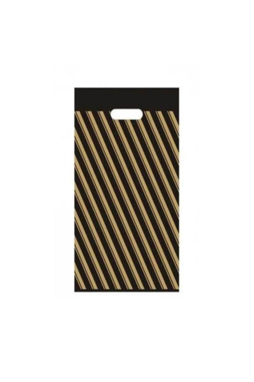 Takviyeli Geçmeli Siyah Çizgili 33X45 Cm No:3 Takviyeli Poşet 50 Adet