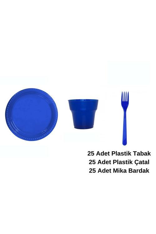 Tabak Seti Plastik Parti Tabak Seti Lacivert 75 Parça