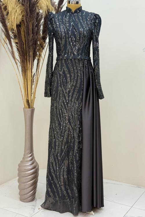 Eslina Tesettür Abiye Antrasit