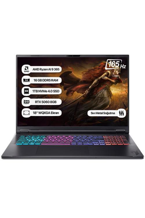 Nitro 18 NH.QYHEY.001 Ryzen AI 9 365 16GB 1TB SSD RTX5060-8GB 165Hz 18 WQXGA Dos Taşınabilir Bilgisayar