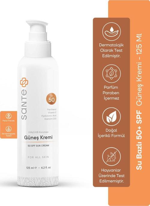 Yağsız, Leke Karşıtı, Su Bazlı, 50 Spf Yüksek Koruma Yağsız Güneş Kremi 125 Ml