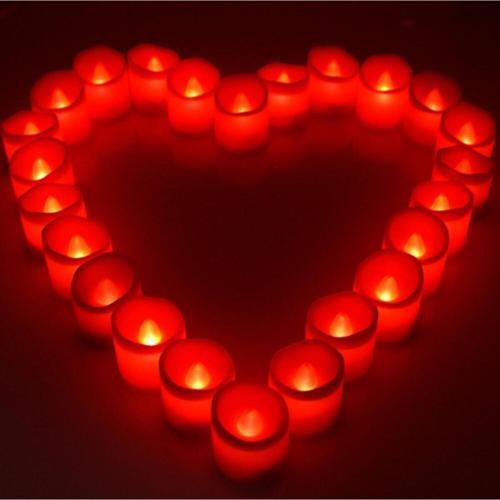24 Lü Led Dumansız Pilli Mum Işık Kırmızı
