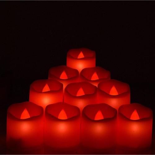 10@Lu Led Dumansız Pilli Mum Işık Kırmızı