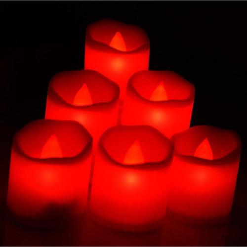 6@Lı Led Dumansız Pilli Mum Işık Kırmızı