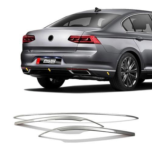 VW Passat B8 Arka Tampon Çıtası - Krom (3 Parça) | 2015 ve Sonrası, SD/SW