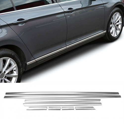 VW Passat B8 Yan Kapı Alt Çıtası - Krom (8 Parça) | 2015 ve Sonrası, SD/SW
