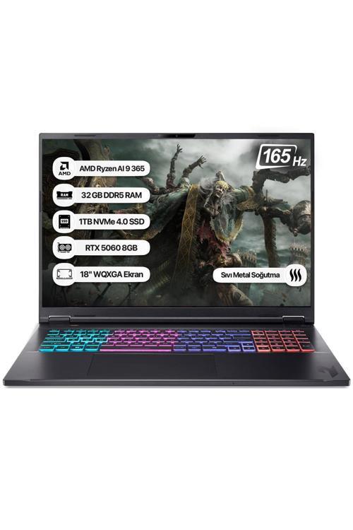 Nitro 18 NH.QYHEY.001-32 Ryzen AI 9 365 32GB 1TB SSD RTX5060-8GB 165Hz 18 WQXGA Dos Taşınabilir Bilgisayar