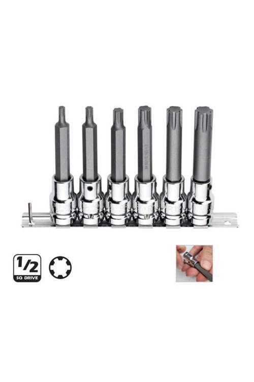 C28S-Rr6L 6 Parça 1/2” Rıbe Uçlu Lokma Takımı - Uzun Tip