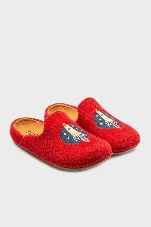 Tw Roket Keçe Ev Erkek Çocuk Terlik CC0901 KIRMIZI
