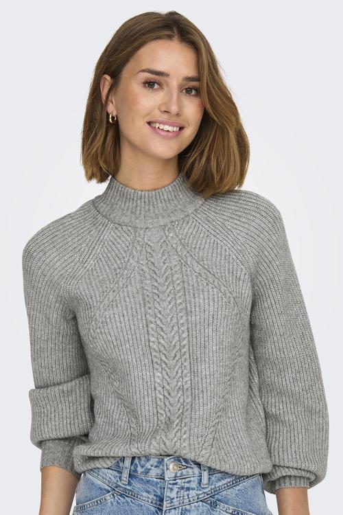 Onlkatia Regular Fit Yarım Balıkçı Yaka Örme Bayan Kazak 15324678 GRİ